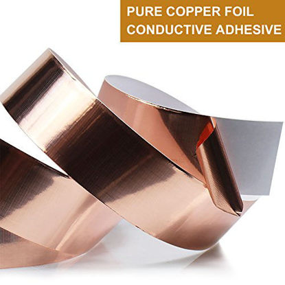 Picture of Copper Foil Tape (1inch X 66 FT) with Conductive Adhesive for Guitar and EMI Shielding, Slug Repellent, Crafts, Electrical Repairs, Grounding