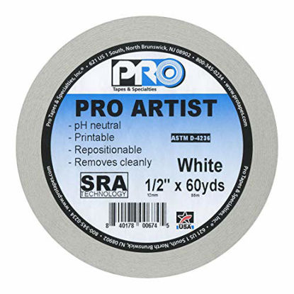 Picture of ProTapes Artist Tape Flatback Printable Paper Board or Console Tape, 60 yds Length x 1/2" Width, White (Pack of 1)