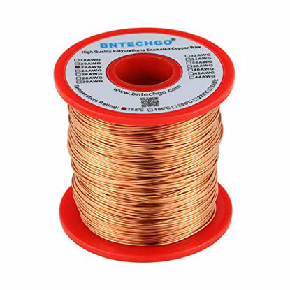 Picture of BNTECHGO 22 AWG Magnet Wire - Enameled Copper Wire - Enameled Magnet Winding Wire - 1.0 lb - 0.0256" Diameter 1 Spool Coil Natural Temperature Rating 155 Widely Used for Transformers Inductors