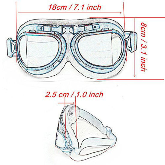 Picture of evomosa Motorcycle Goggles Vintage Pilot Style Cruiser Scooter Goggle Outdoor Sand Goggles Bike Racer Cruiser Touring Eyewear for Half Helmet