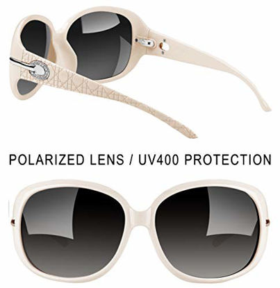 Picture of Joopin Polarized Sunglasses for Women Vintage Big Frame Sun Glasses Ladies Shades (White)