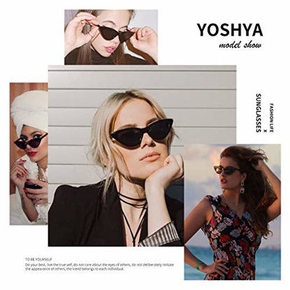 Picture of YOSHYA Retro Vintage Narrow Cat Eye Sunglasses for Women Clout Goggles Plastic Frame (White Grey)