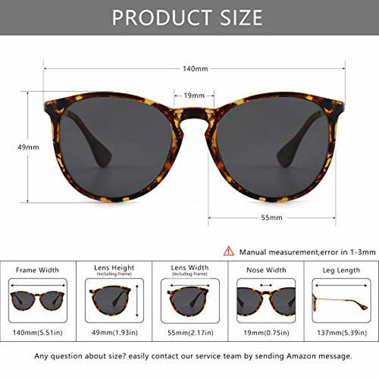 Picture of SUNGAIT Vintage Round Sunglasses for Women Men Girl Classic Retro Designer Style (Polarized Grey Lens/Amber Frame(Matte Finish)) 1567 PGHPKHU