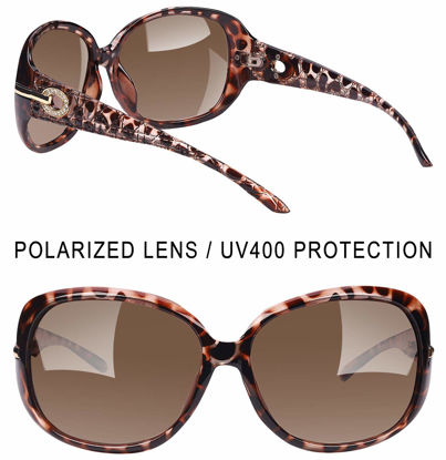 Picture of Joopin Polarized Sunglasses for Women Vintage Big Frame Sun Glasses Ladies Shades (Lopard)