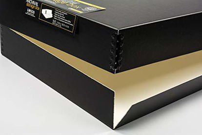 Picture of Lineco Museum Storage Box, Archival Quality Drop-Front Acid-Free with Metal Edges Lignin-Free Removable Lid, 14.5 X 18.5 X 3 inches, Photo Organizer Store and Protect Prints, Black Exterior