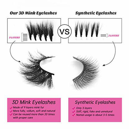 Picture of SWINGINGHAIR 3D Mink Lashes, Natural Mink Eyelashes 100% Siberian Mink Lashes 19mm Dramatic False Eyelashes Reusable Handmade 1 Pair Lashes