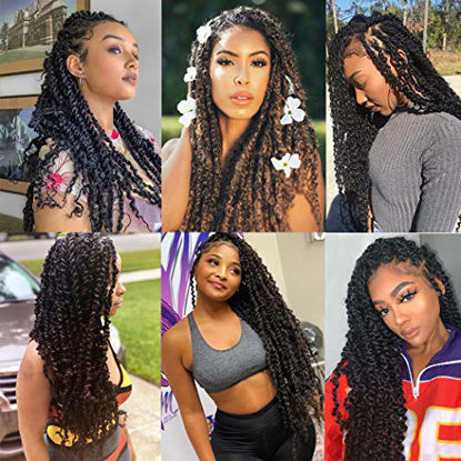 Picture of 7 Packs Passion Twist Hair 22 Inch Water Wave Synthetic Braids for Passion Twist Crochet Braiding Hair Goddess Locs Long Bohemian Curl Hair Extensions (22Strands/Pack, T27#)