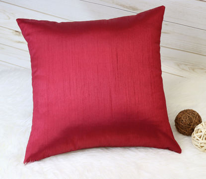Picture of Aiking Home Solid Faux Silk Euro Sham/Pillow Cover, Zipper Closure, 24 by 24 Inches, Red