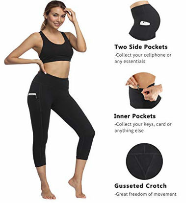 Picture of Fengbay High Waist Yoga Pants, Pocket Yoga Pants Tummy Control Workout Running 4 Way Stretch Yoga Leggings