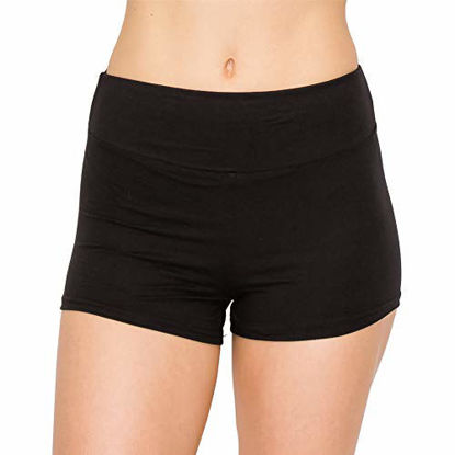 Picture of ALWAYS Women Workout Yoga Shorts - Premium Buttery Soft Solid Stretch Cheerleader Running Dance Volleyball Short Pants Black L