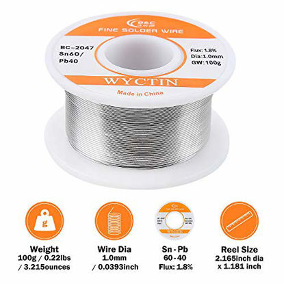Picture of WYCTIN 2047 1.0mm 100g 60/40 Active Solder Wire with Resin Core for DIY Soldering Work