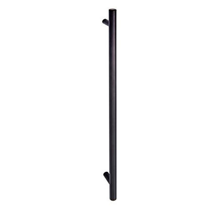 Picture of AmazonBasics Euro Bar Cabinet Handle (1/2-inch Diameter), 15-inch Length (12.63-inch Hole Center), Flat Black, 10-Pack
