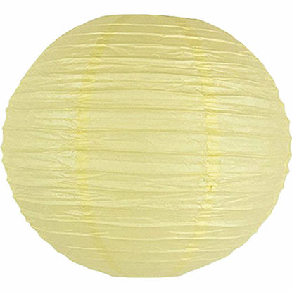 Picture of Just Artifacts 12-Inch Pale Yellow Chinese Japanese Paper Lanterns (Set of 5, Pale Yellow)
