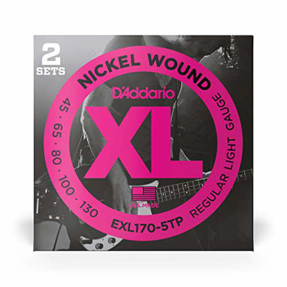 Picture of D'Addario EXL170-5TP Nickel Wound Bass Guitar Strings, Light, .045-.130, 2 Sets, Long Scale