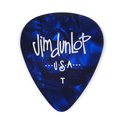 Picture of Dunlop 483P10TH Classic Celluloid Blue Pearloid Guitar Picks, Thin, 12-Pack