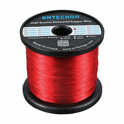 Picture of BNTECHGO 34 AWG Magnet Wire - Enameled Copper Wire - Enameled Magnet Winding Wire - 3.0 lb - 0.0063" Diameter 1 Spool Coil Red Temperature Rating 155 Widely Used for Transformers Inductors