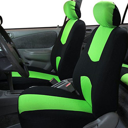Picture of FH Group Universal Fit Flat Cloth Pair Bucket Seat Cover, (Green/Black) (FH-FB050102, Fit Most Car, Truck, Suv, or Van)
