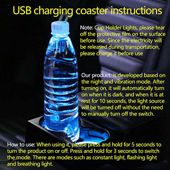 2Pcs Car Interior Water Coaster 7 Colors LED Light Smart Cup Mat For  Mercedes Benz Interior Accessories