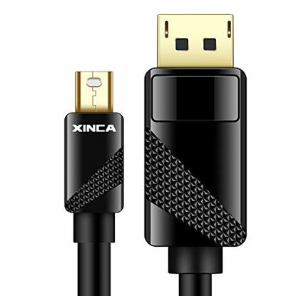 Picture of XINCA Mini DisplayPort Cable 10FT Mini DP Male to DP Male Audio Video Cable Ultra High Speed Gold-Plated DisplayPort 1.2 Supports 3D 4K@60Hz 2K@144Hz Compatible with Computer Desktop Laptop PC Monitor