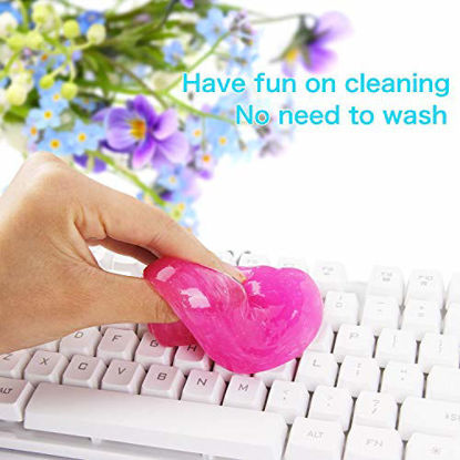 Picture of Keyboard Cleaner BEDEE (5pcs)+ Storage Box Cyber Cleaning Gel Electronics Clean Putty Slime Home Office Remove Dust, Hair, Crumbs,Dirt from Computer Laptop Keypad, Car, Calculator, Air Vent, Fan,400G