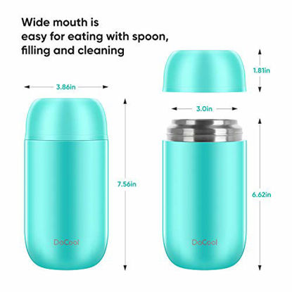 Picture of DaCool Insulated Lunch Container Hot Food Jar 24 oz Stainless Steel Vacuum Bento Lunch Box for Adult with Spoon Leak Proof Hot Food Insulated Container for Office Picnic Travel Outdoors, Cyan Blue