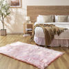 Picture of Ashler Soft Faux Sheepskin Fur Chair Couch Cover Area Rug Bedroom Floor Sofa Living Room Light Pink Rectangle 3 x 5 Feet