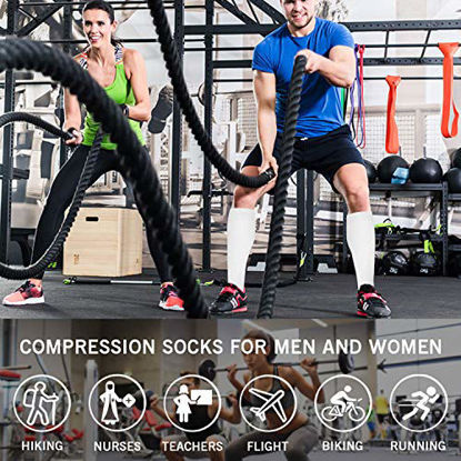 Picture of 8 Pack Copper Knee High Compression Socks For Men & Women-Best For Running,Athletic,Pregnancy and Travel -15-20mmHg (L/XL, Multicoloured)