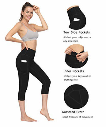 Picture of Fengbay 2 Pack High Waist Yoga Pants, Pocket Yoga Pants Capris Tummy Control Workout Running 4 Way Stretch Yoga Leggings