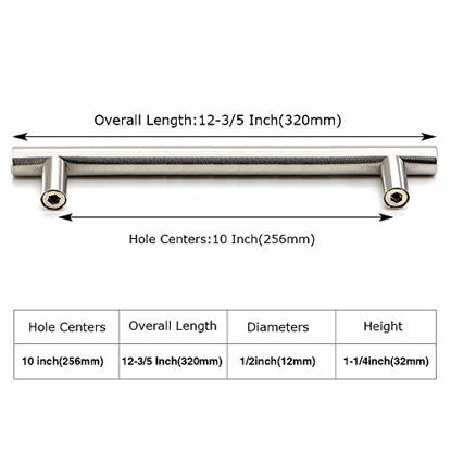 Picture of 15 Pack homdiy Kitchen Cabinet Handles Brushed Nickel Pulls for Cabinets - HD201SN Contemporary Cabinet Handle Pull Cabinet Door Handle Straight Bar Pull Stainless Steel, 10in Hole Centers