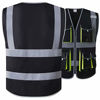 Picture of JKSafety 10 Pockets Black Color Safety Vest Zipper Front with High Reflective Strips Meets ANSI/ISEA Standards (Black, XX-Large)