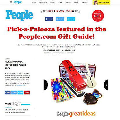 Picture of Pick-a-Palooza DIY Guitar Pick Punch Mega Gift Pack - the Premium Pick Maker - Leather Key Chain Pick Holder, 15 Pick Strips and a Guitar File - Red
