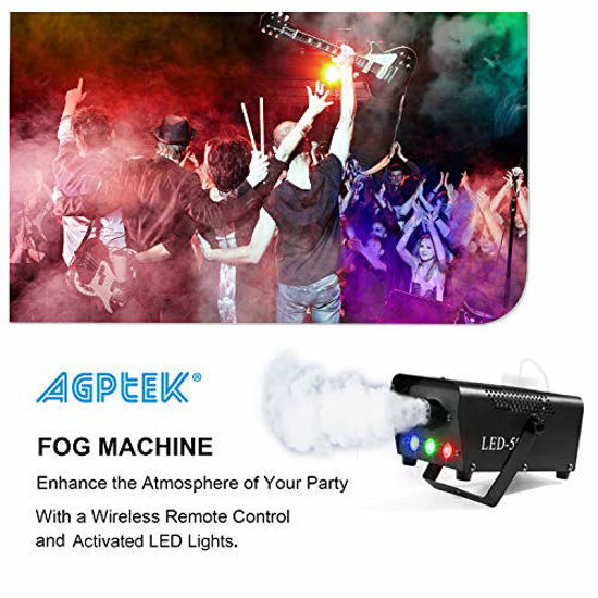 Picture of Fog Machine, AGPTEK 500W Portable Led Smoke Machine with Lights (Red, Blue, Green) & Wireless Remote Control for Halloween, Christmas, Wedding, Parties, DJ Performance & Stage Show