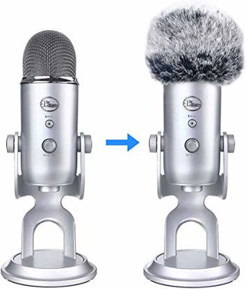 Picture of 2Pcs Mic Wind Cover Pop Filter for Blue Yeti, Blue Yeti Pro USB Microphone, Furry Windscreen Muff, Furry Windscreen Wind Cover for Blue Yeti, Yeti Pro Condenser Microphone (2 Pack)