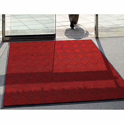 Picture of WaterHog Diamond | Commercial-Grade Entrance Mat with Rubber Border - Indoor/Outdoor, Quick Drying, Stain Resistant Door Mat (Solid Red, 4' x 10')