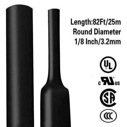Picture of 1/8 Inch(3.2mm) 82 Ft XHF 3:1 Waterproof Heat Shrink Tubing Roll Marine Grade Adhesive Lined Heat Shrink Tube, Insulation Sealing Oil-Proof Wear-Resistant Black