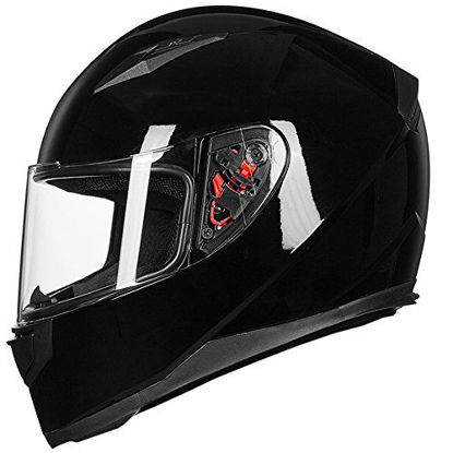 Picture of ILM Full Face Motorcycle Street Bike Helmet with Removable Winter Neck Scarf + 2 Visors DOT (XL, Gloss Black)