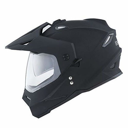 Picture of 1Storm Dual Sport Motorcycle Motocross Off Road Full Face Helmet Dual Visor Matt Black, Size Medium (55-56 cm 21.7/22.0 Inch)