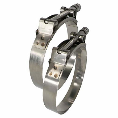 Picture of Roadformer 4.5" T-Bolt Hose Clamp - Working Range 121mm - 129mm for 4.5 Hose ID, Stainless Steel Bolt, Stainless Steel Band Floating Bridge and Nylon Insert Locknut (121mm - 129mm, 2 pack)