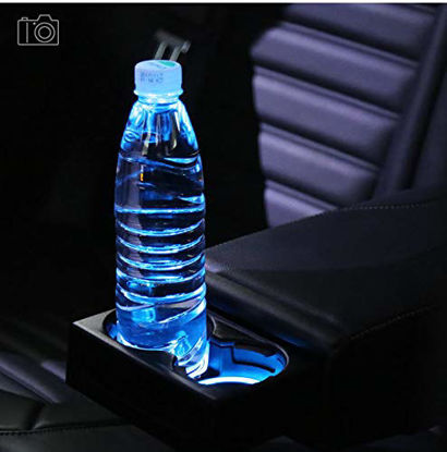Picture of 2pcs LED Car Cup Holder Lights for Hyundai, 7 Colors Changing USB Charging Mat Luminescent Cup Pad, LED Interior Atmosphere Lamp for (fit H yundai)