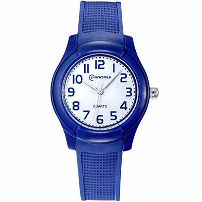 Picture of Kids Analog Watch,Child Girls Boys Waterproof Learning Time Wrist Watch Easy to Read Time WristWatches for Kids (Dark Blue)