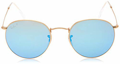 Picture of Ray-Ban Unisex-Adult RB3447 Metal Sunglasses, Matte Gold/Polarized Blue Flash, 50 mm