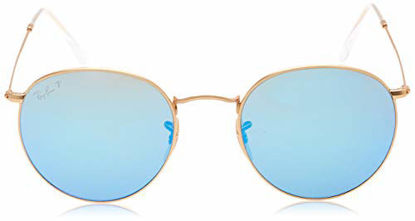 Picture of Ray-Ban Unisex-Adult RB3447 Metal Sunglasses, Matte Gold/Polarized Blue Flash, 50 mm