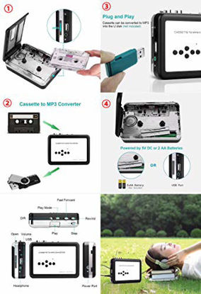 Picture of Y&H Cassette Tape Player Record Tape to MP3 Digital Converter,USB Cassette Capture,Save to USB Flash Drive Directly,No Need Computer