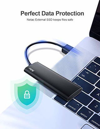 Picture of Netac 500GB Portable SSD, USB3.2 Gen2 10Gbps, Type-C PSSD, Read Speed up to 500MB/s External SSD, Aluminium Alloy Portable Solid State Drive for PC/Laptop/Mac/Android/Xbox/PS4 - ZSlim
