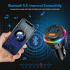 Picture of (2020 New Version) v5.0 Bluetooth FM Transmitter for Car, 7 RGB Color LED Backlit Bluetooth Car Adapter, QC3.0, Dual USB Ports Car Kit with Hands-Free Calls