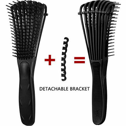 Picture of 2 Pack Detangling Brush for Curly Hair, ez Detangler Brush Hair Detangler, Afro Textured 3a to 4c Kinky Wavy for Wet/Dry/Long Thick Curly Hair, Exfoliating for Beautiful and Shiny Curls (Black)