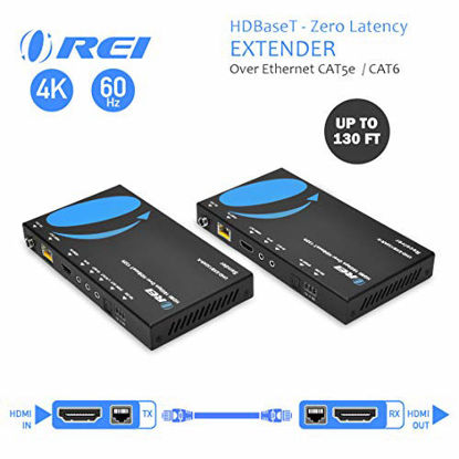 Picture of 4K HDMI Extender Balun by OREI - HDBaseT UltraHD 4K @ 60Hz 4:4:4 Over Single CAT5e/6/7 Cable with HDR, ARC, CEC & IR Support, RS-232 - Up to 130 Ft @ 4K - 230 Ft @ 1080P - Power Over Cable - Audio Out