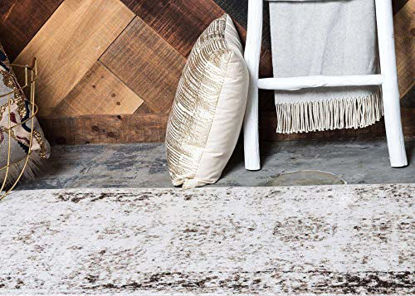 Picture of Unique Loom Sofia Collection Traditional Vintage Runner Rug, 3' 3" x 16' 5", Ivory/Brown