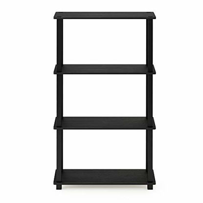 Picture of Furinno Turn-S-Tube 4-Tier Multipurpose Shelf Display Rack, Square, Americano/Black
