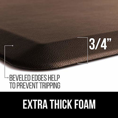 Picture of GORILLA GRIP Original Premium Anti-Fatigue Comfort Mat, 60x20, Phthalate Free, Ergonomical, Extra Support and Thick, Kitchen, Laundry and Office Standing Desk Mats, Brown